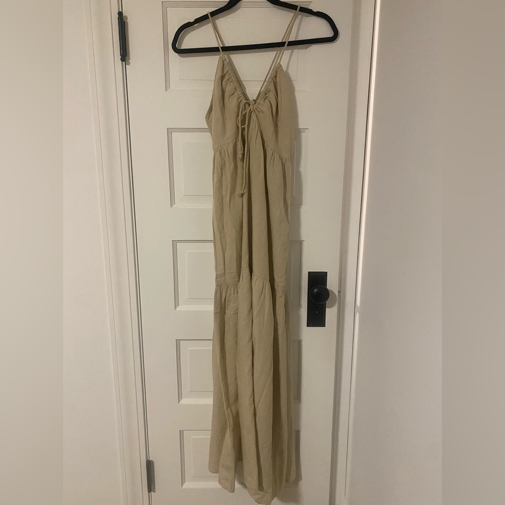 Beige Linen Maxi Dress Sim and Sam size small